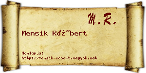 Mensik Róbert névjegykártya